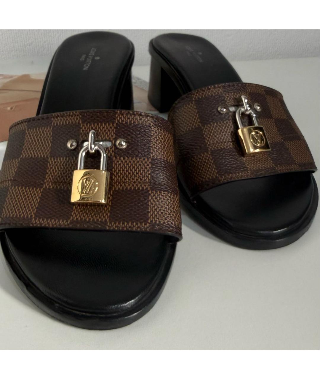 LOUIS VUITTON Коричневые кожаные сабо, фото 8