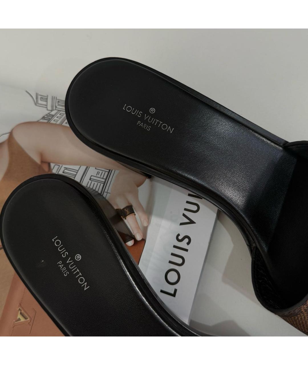 LOUIS VUITTON Коричневые кожаные сабо, фото 4