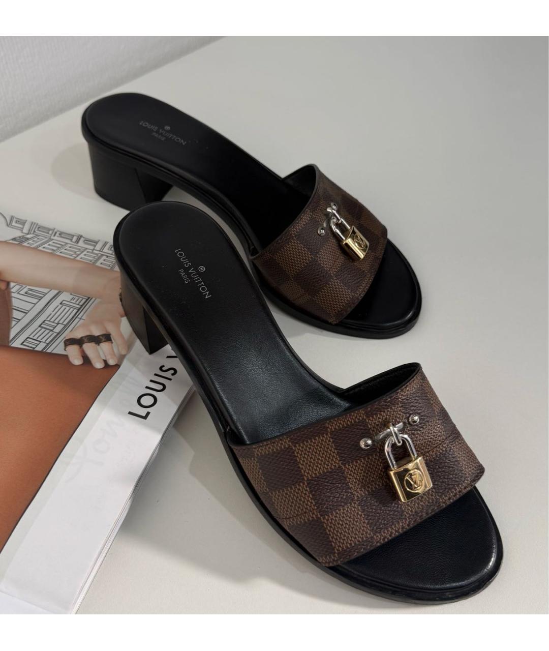 LOUIS VUITTON Коричневые кожаные сабо, фото 2