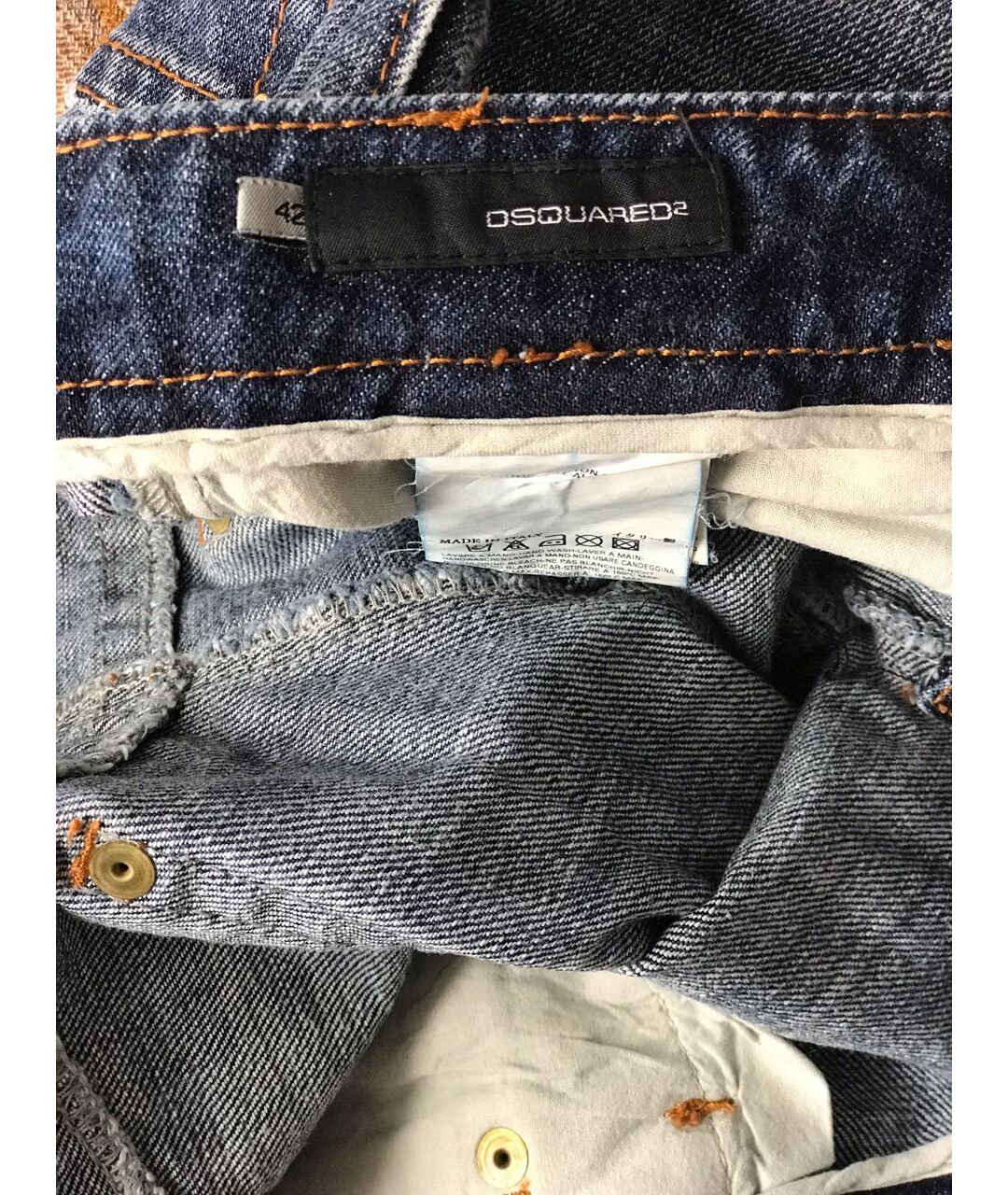 DSQUARED2 Голубые хлопковые прямые джинсы, фото 3