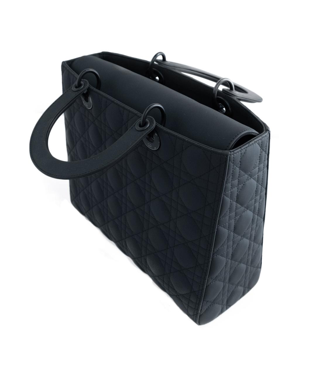 CHRISTIAN DIOR Черная кожаная сумка с короткими ручками, фото 3