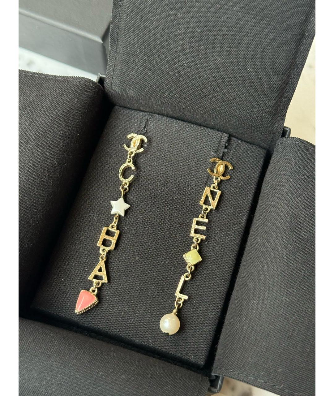 CHANEL Розовые металлические серьги, фото 2