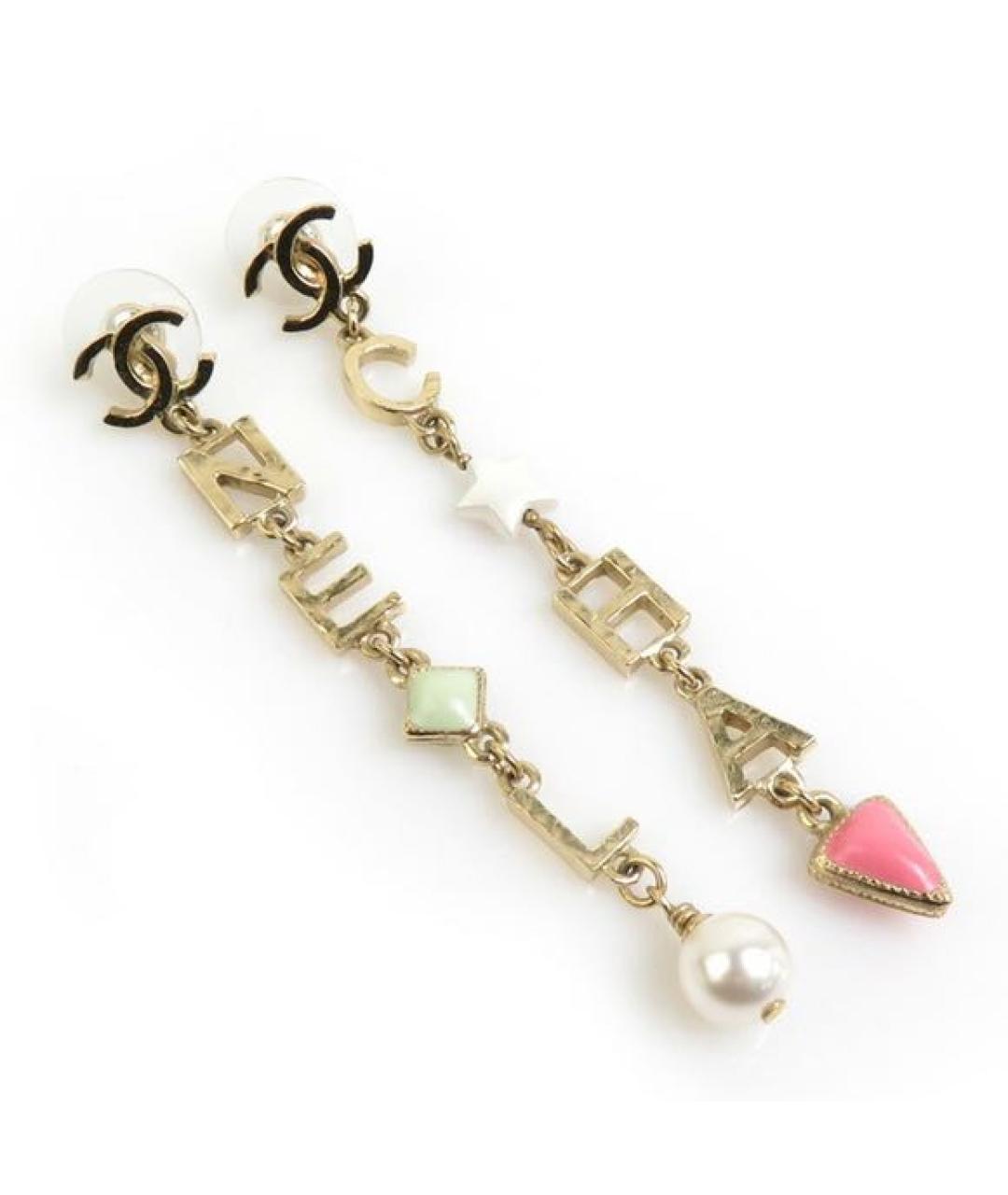 CHANEL Розовые металлические серьги, фото 5