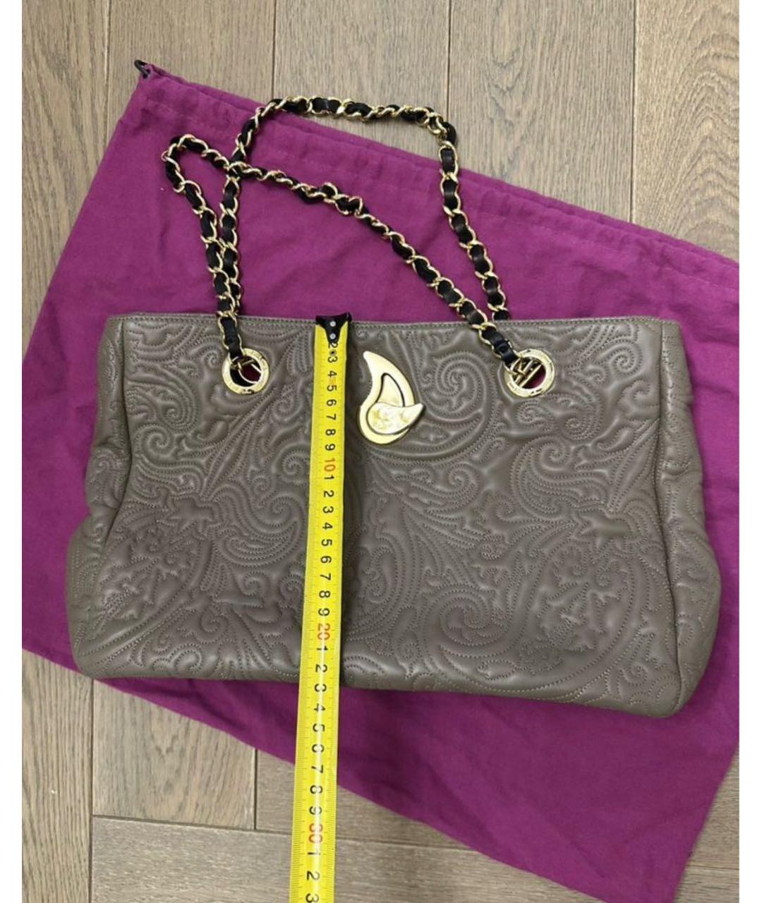 ETRO Коричневая кожаная сумка с короткими ручками, фото 5