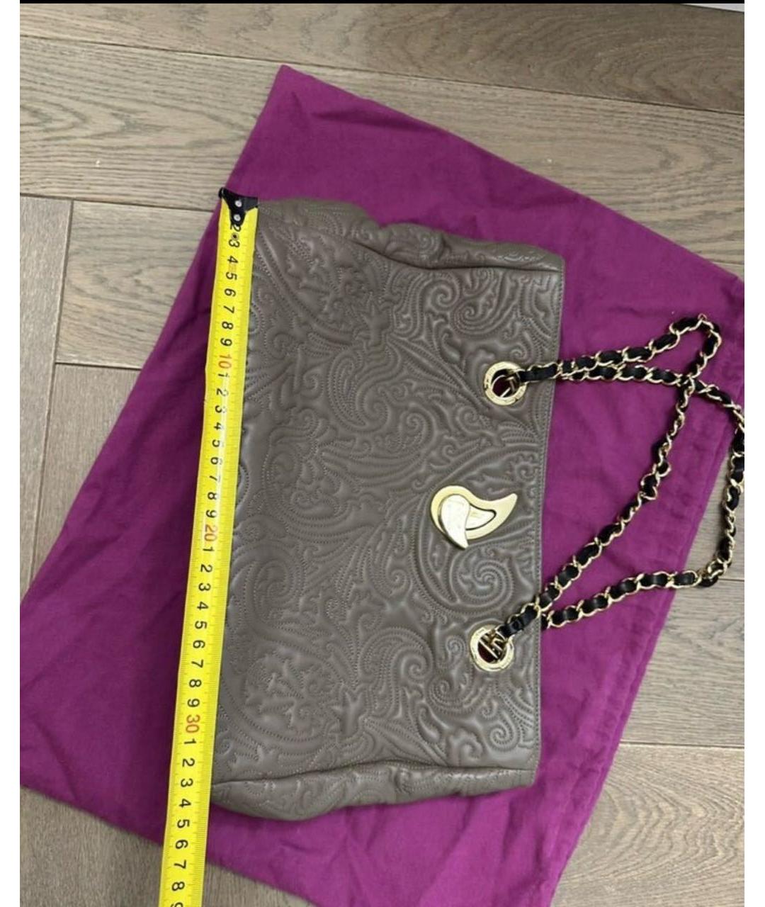 ETRO Коричневая кожаная сумка с короткими ручками, фото 6