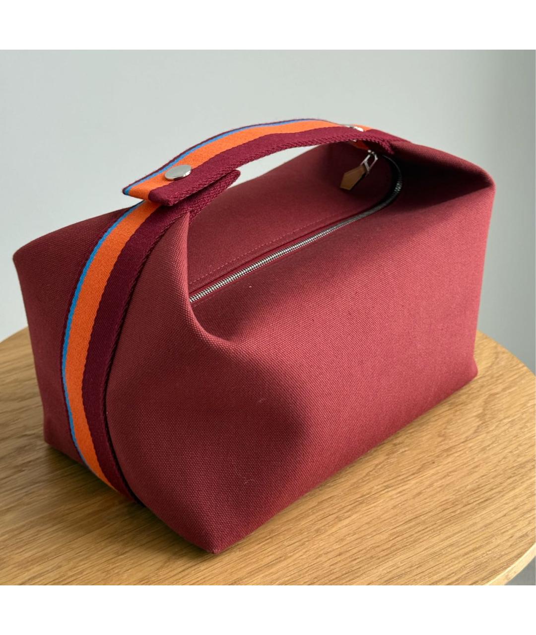 HERMES Бордовая хлопковая косметичка, фото 3