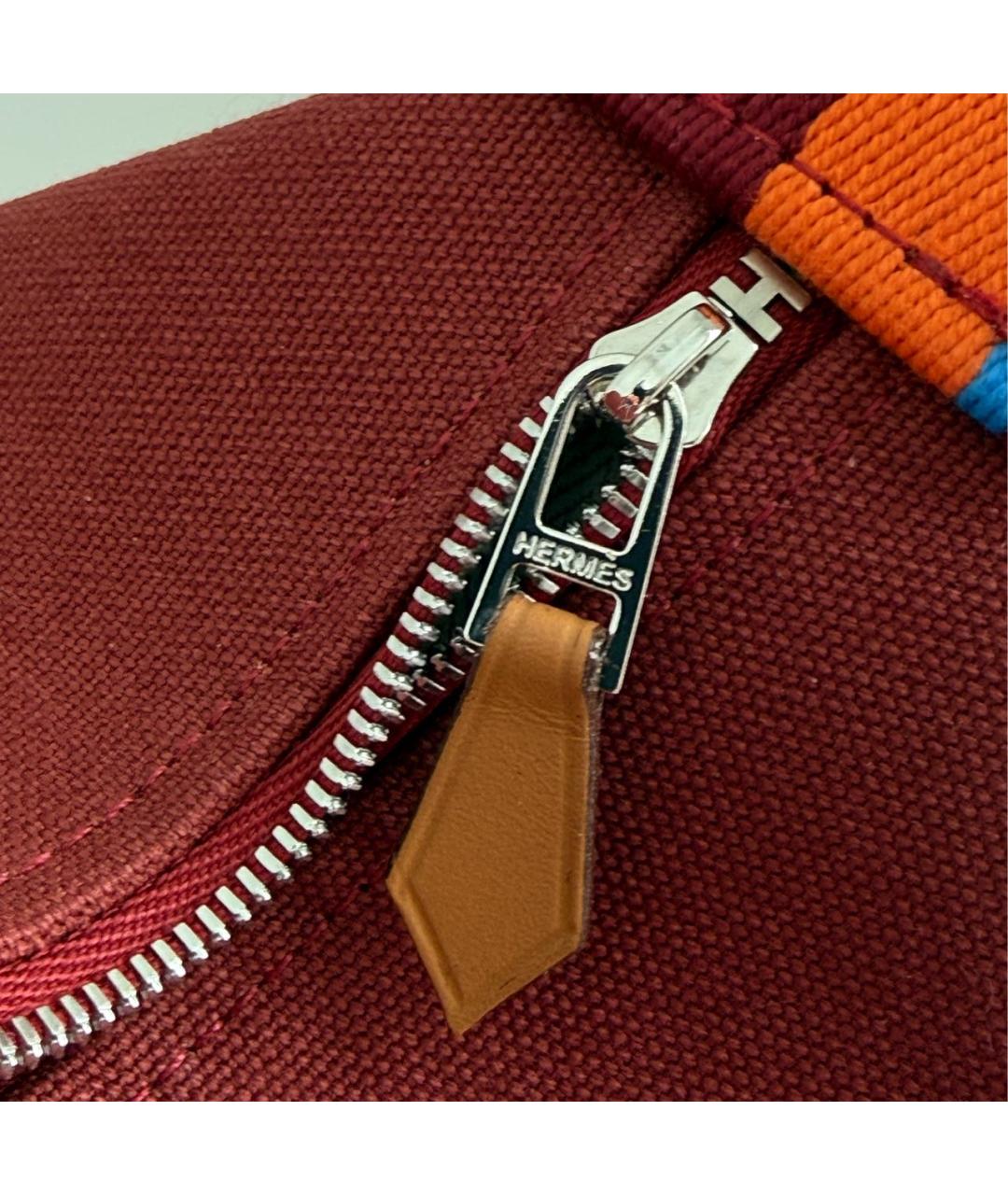 HERMES Бордовая хлопковая косметичка, фото 5