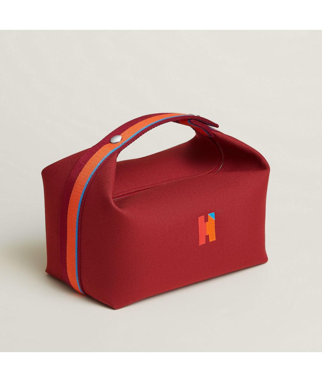 HERMES Бордовая хлопковая косметичка, фото 7