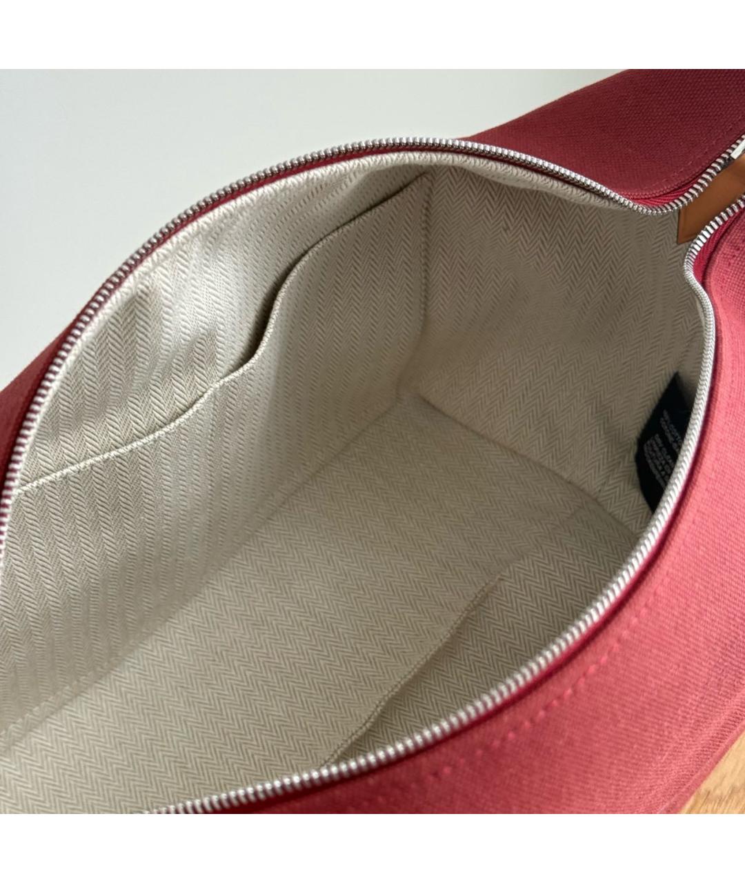 HERMES Бордовая хлопковая косметичка, фото 4