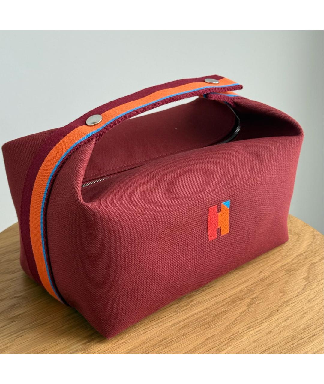 HERMES Бордовая хлопковая косметичка, фото 2