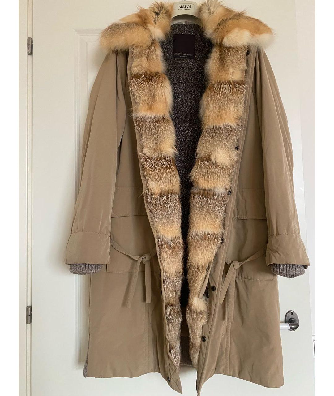 ERMANNO SCERVINO Бежевая полиэстеровая парка, фото 6