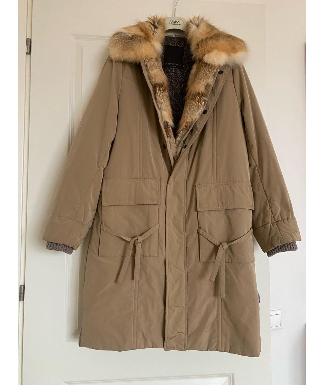 ERMANNO SCERVINO Бежевая полиэстеровая парка, фото 2