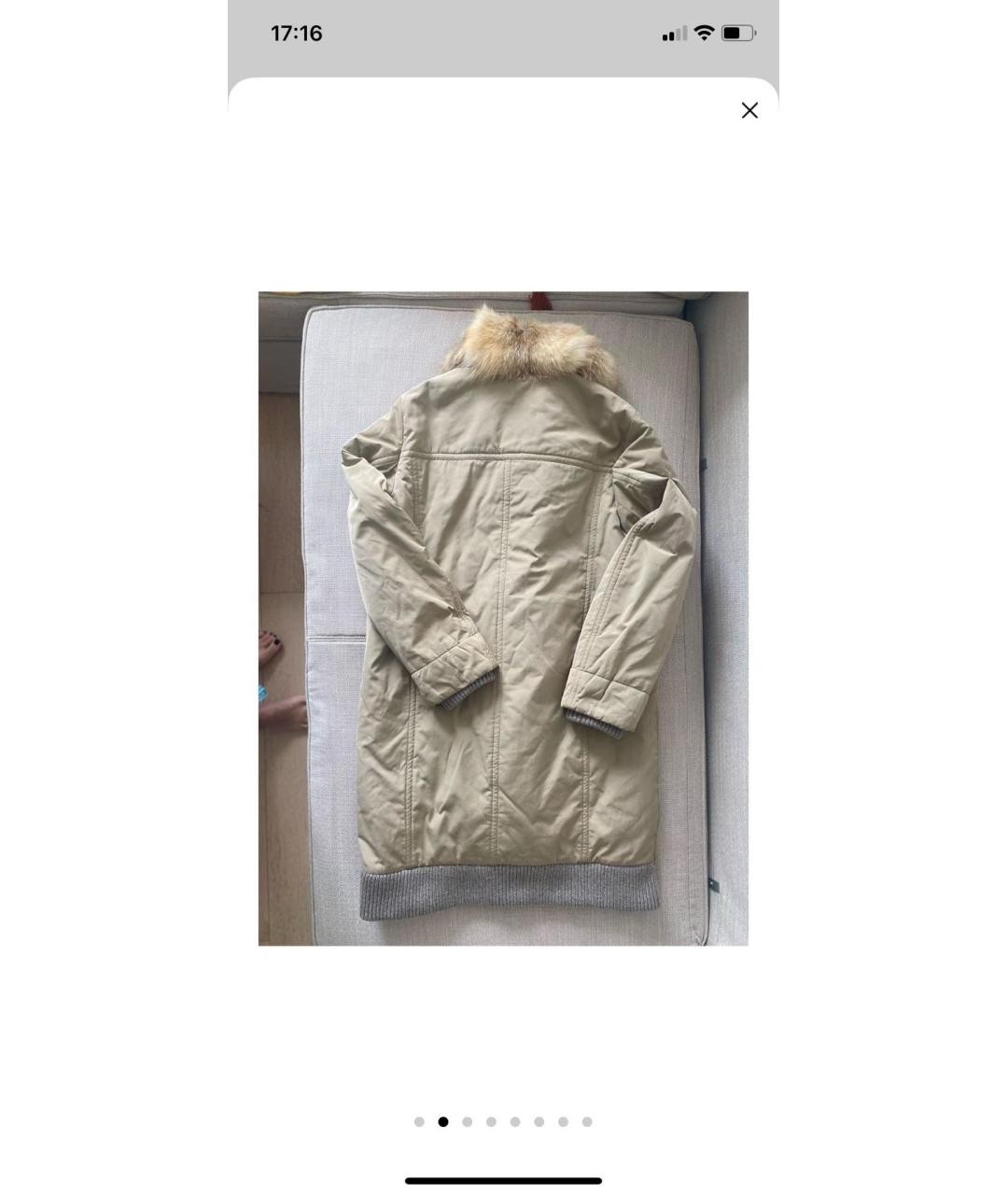 ERMANNO SCERVINO Бежевая полиэстеровая парка, фото 4