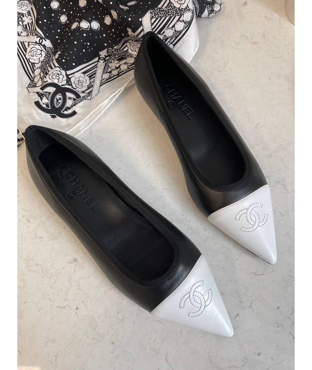 CHANEL Черные кожаные балетки, фото 3