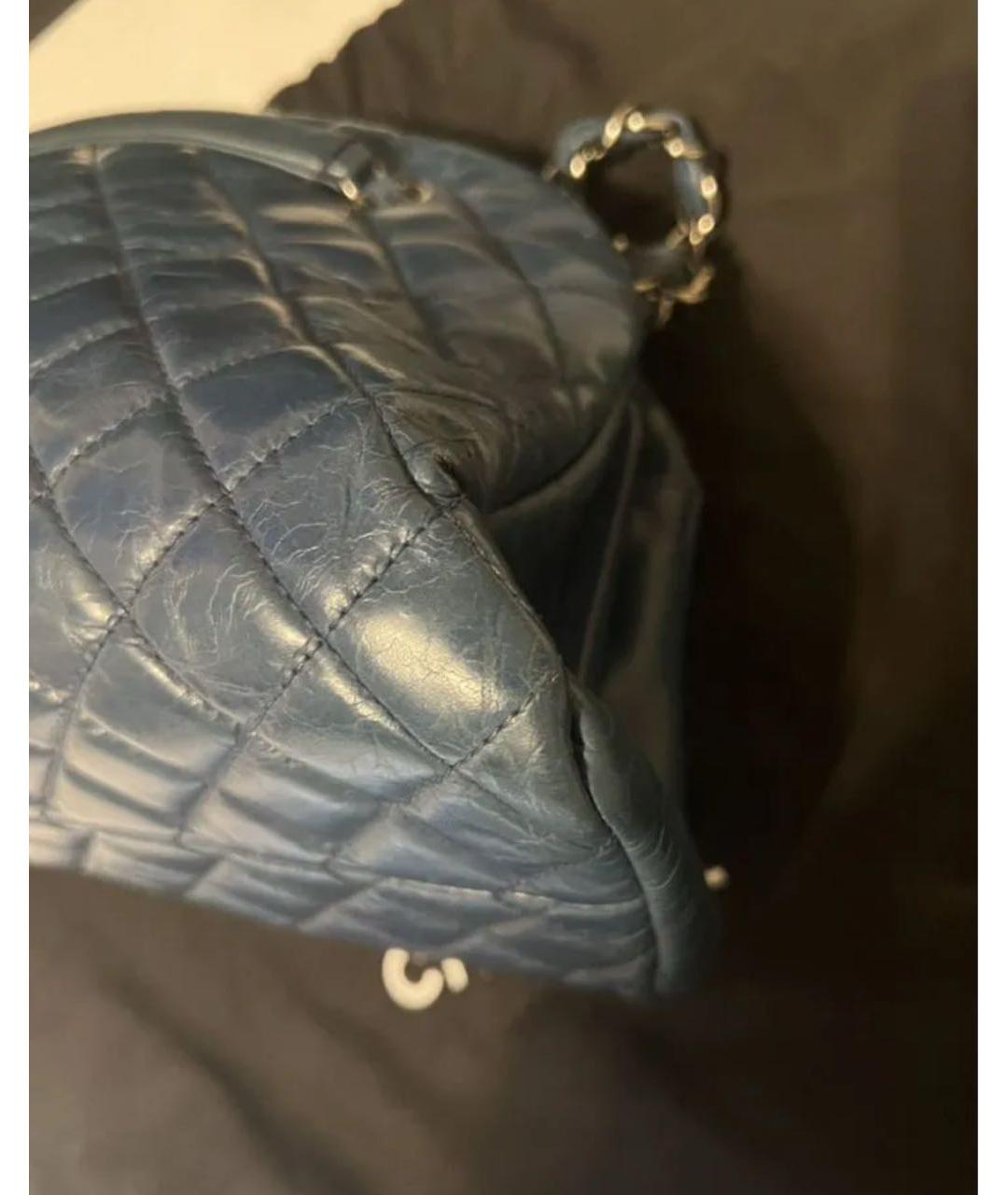 CHANEL Темно-синяя кожаная сумка через плечо, фото 8