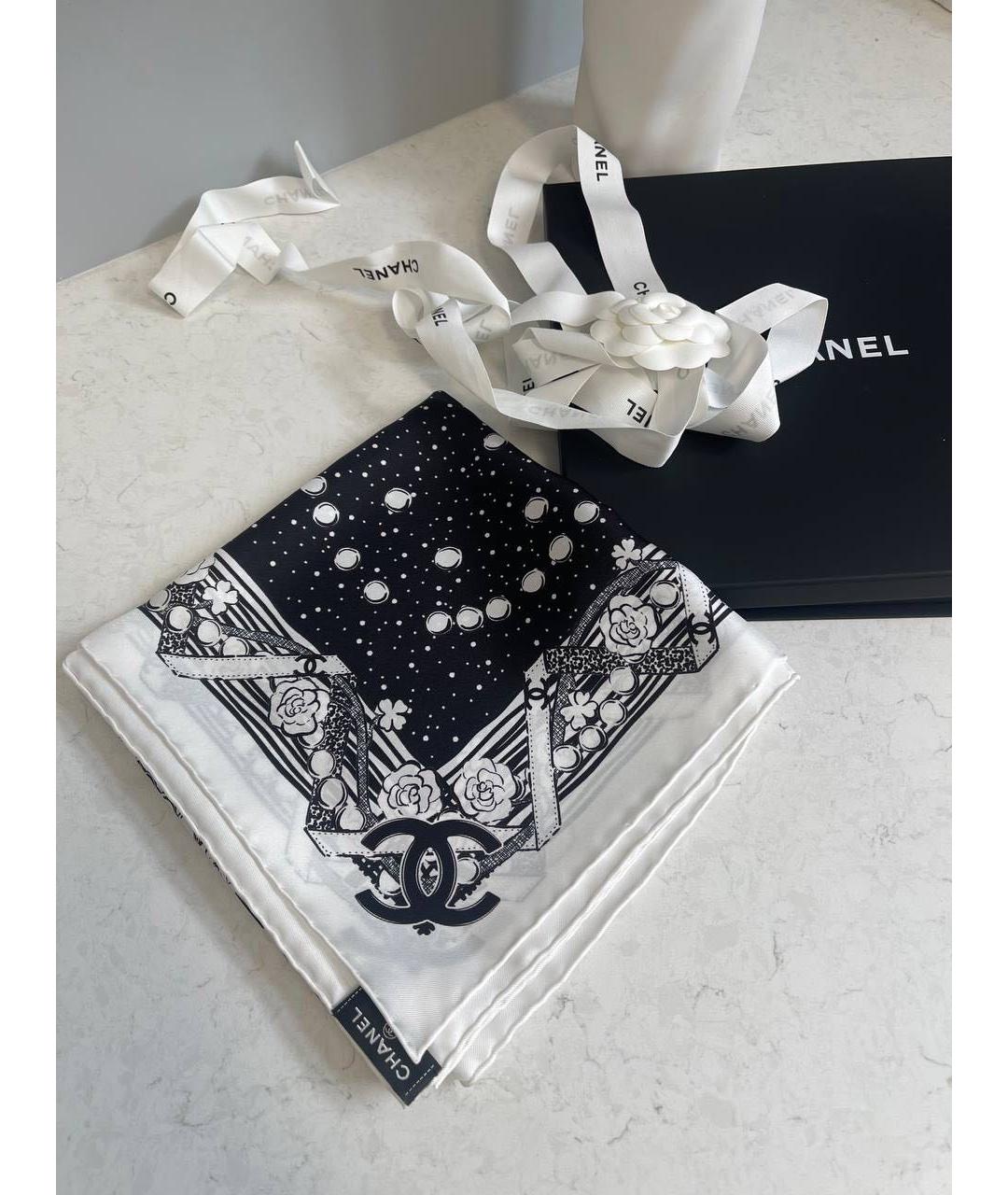 CHANEL Черный шелковый платок, фото 3