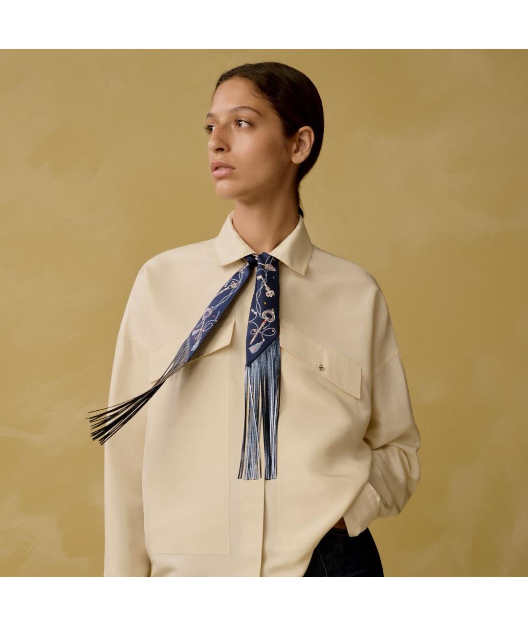 HERMES Темно-синий шелковый платок, фото 6