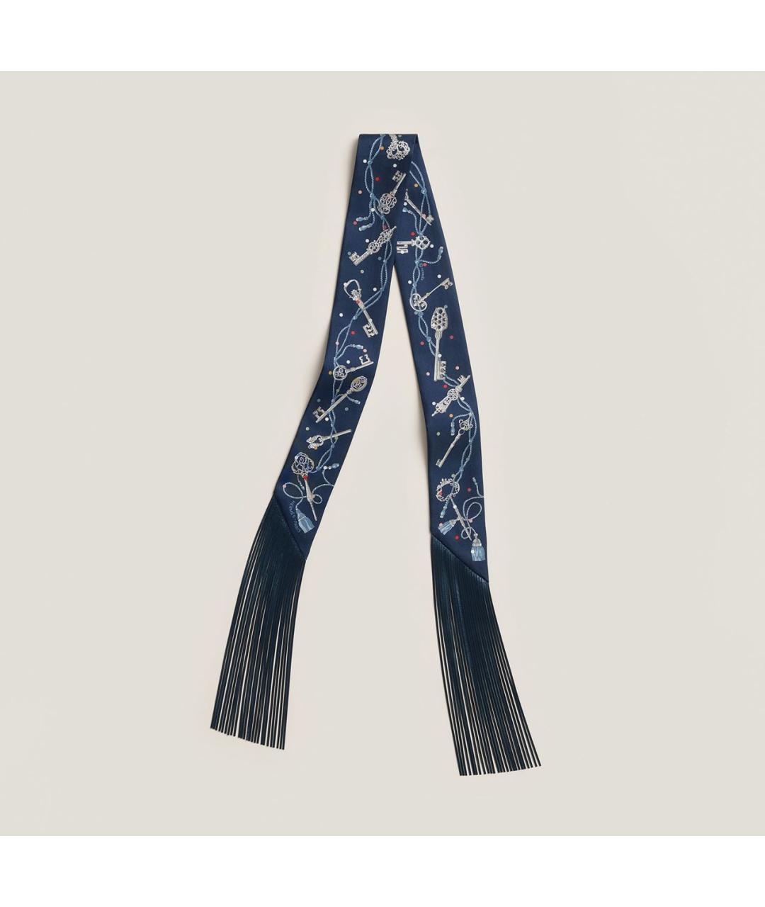 HERMES Темно-синий шелковый платок, фото 7