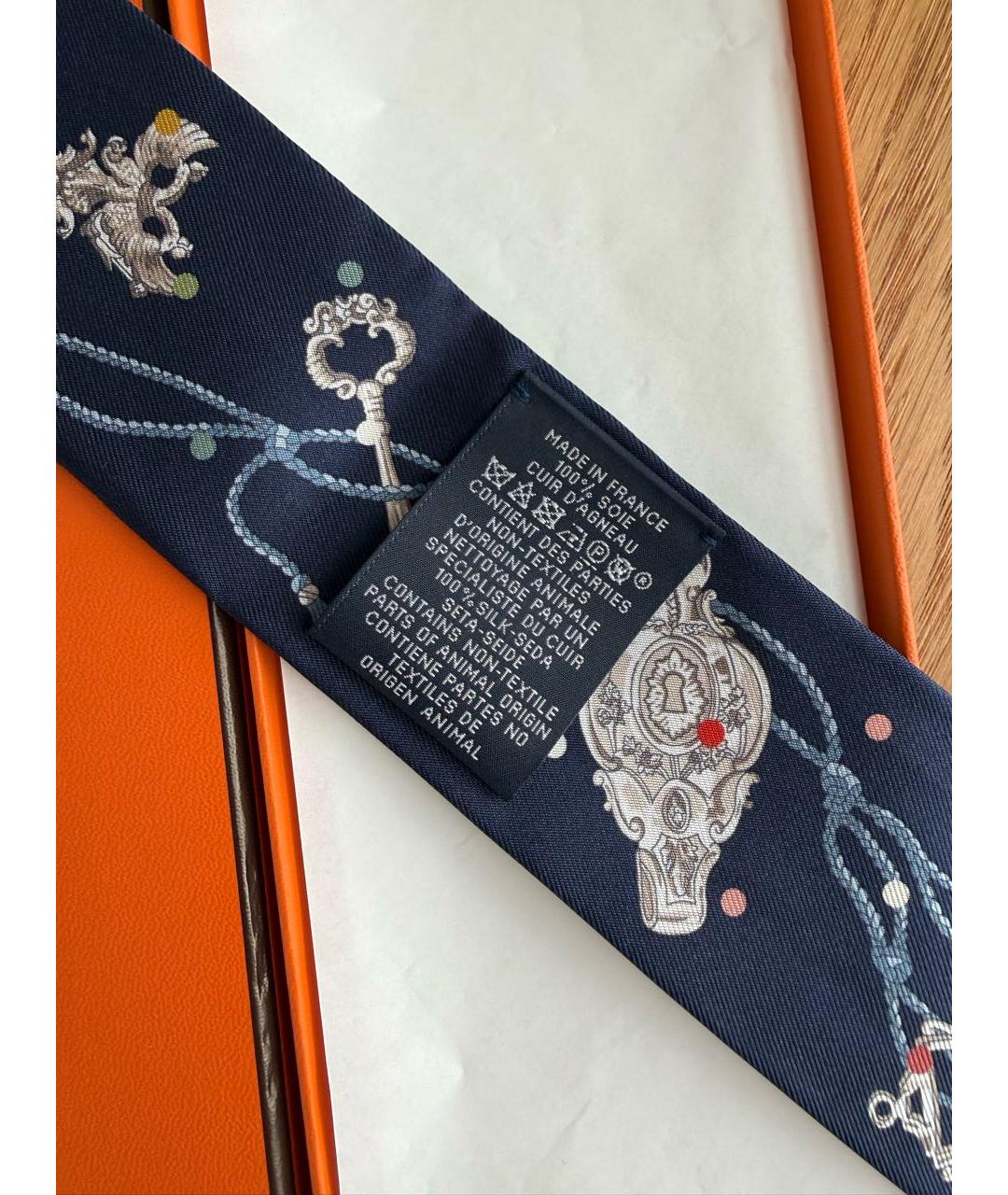 HERMES Темно-синий шелковый платок, фото 4