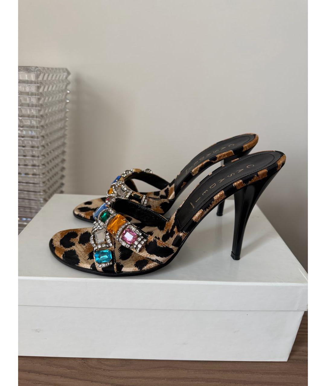 CASADEI Коричневые текстильные мюли, фото 7