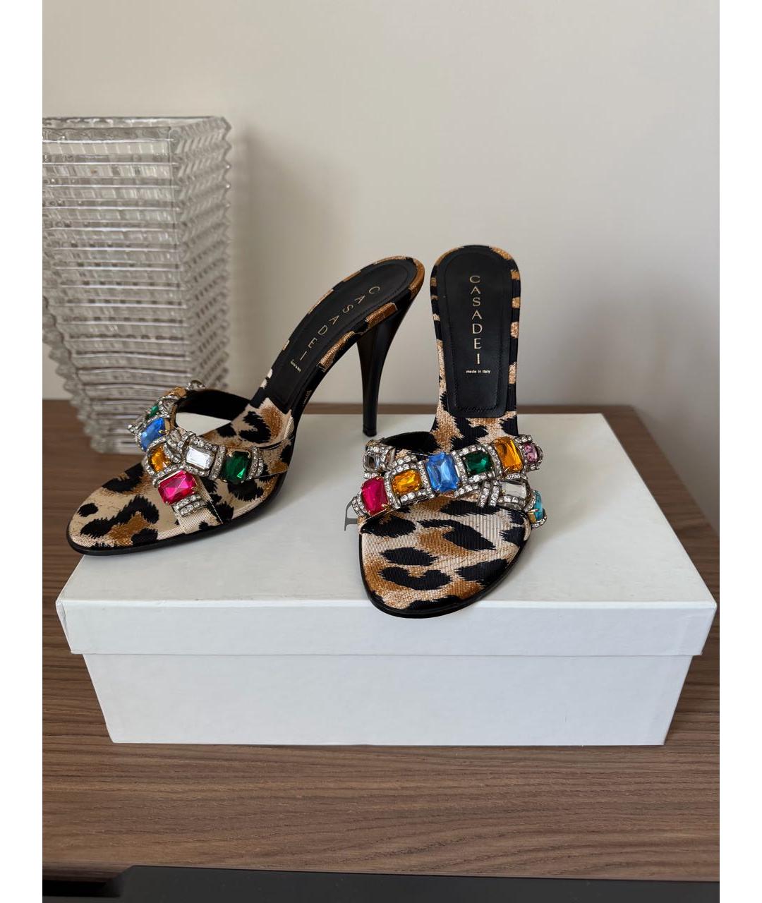 CASADEI Коричневые текстильные мюли, фото 2