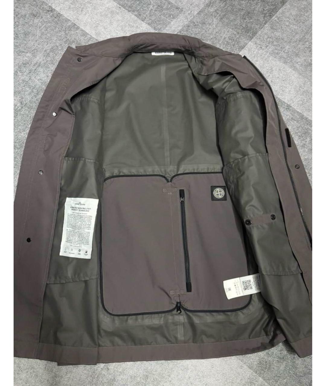 STONE ISLAND Антрацитовый полиэстеровый тренч / плащ, фото 7