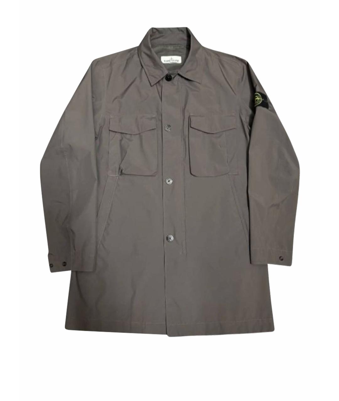 STONE ISLAND Антрацитовый полиэстеровый тренч / плащ, фото 1