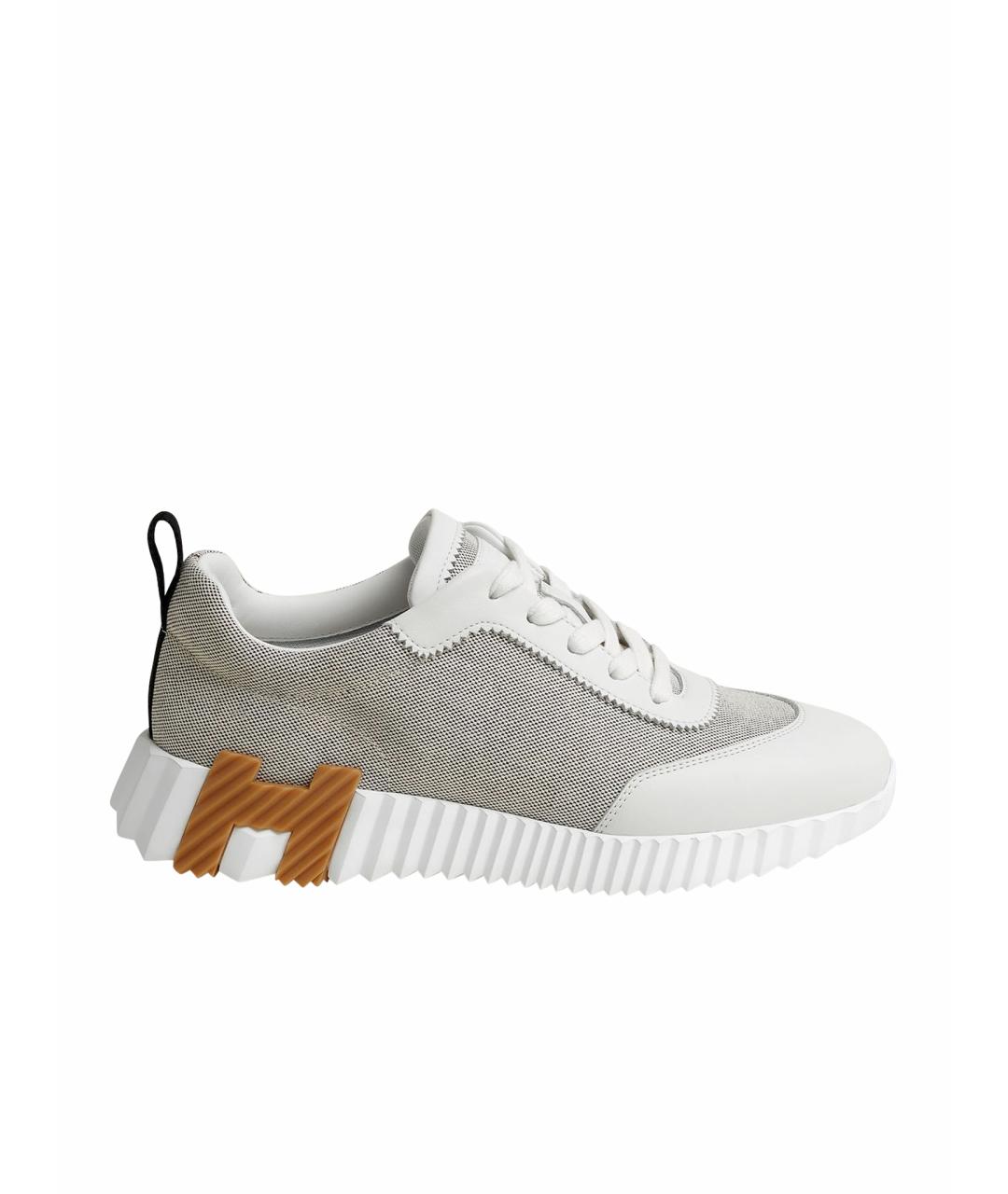 HERMES Белые текстильные кроссовки, фото 1