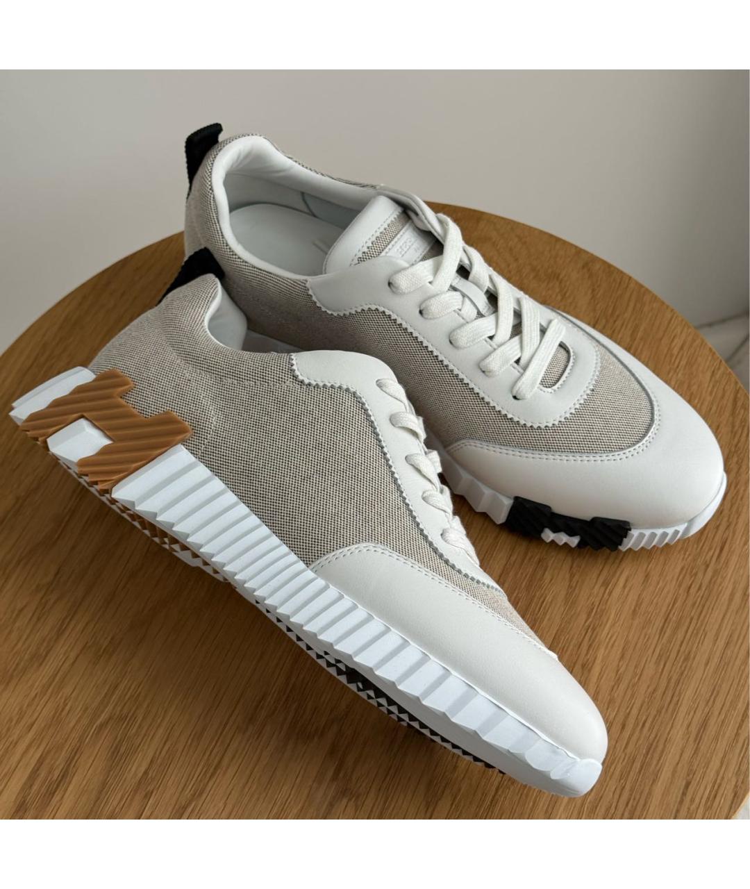 HERMES Белые текстильные кроссовки, фото 3