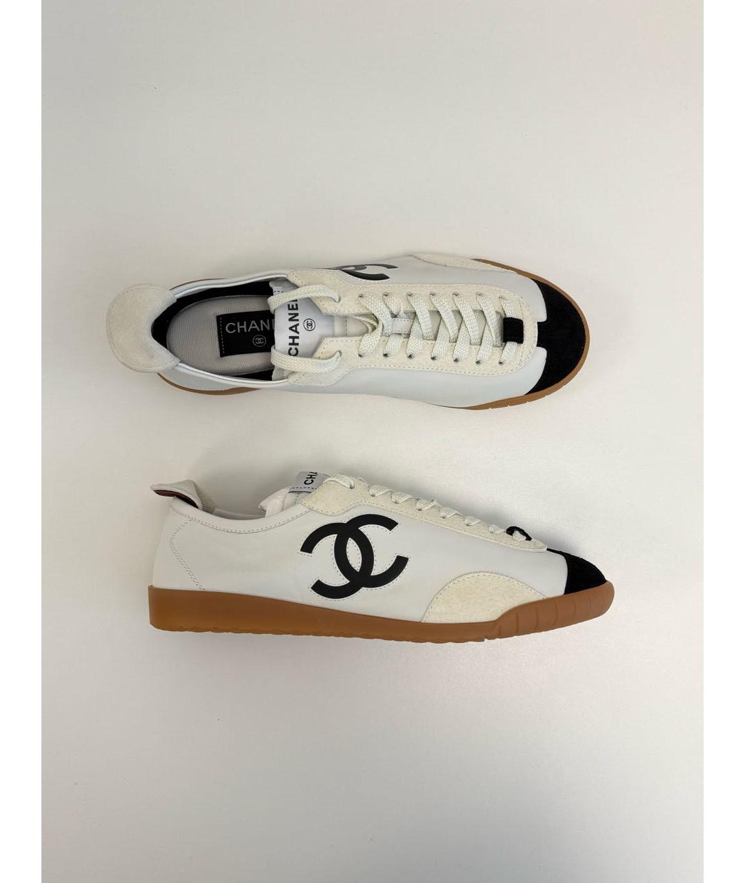 CHANEL Белые кожаные кроссовки, фото 5