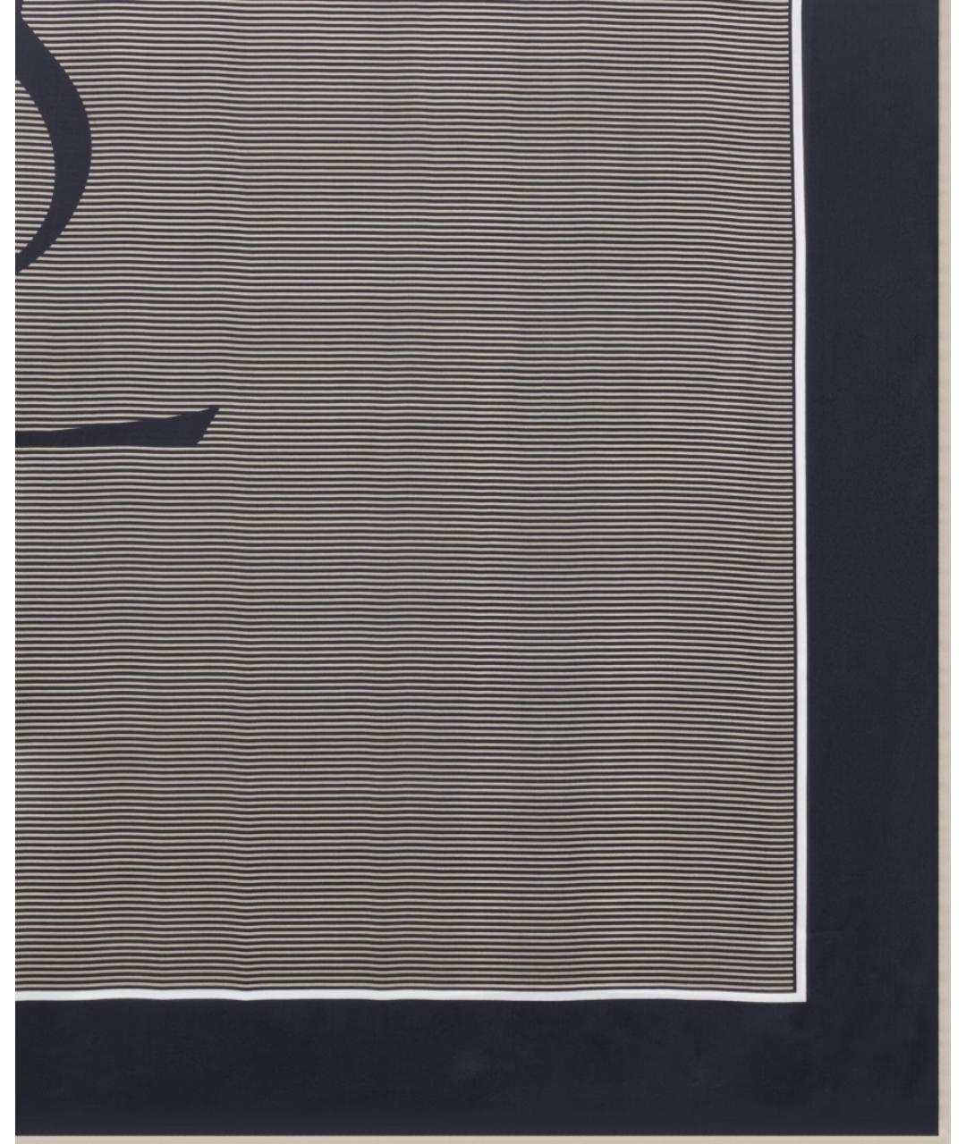 SAINT LAURENT Темно-синий шелковый платок, фото 2