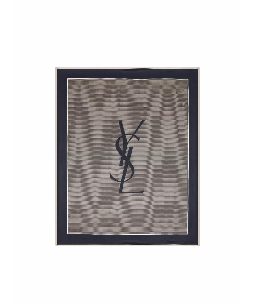 SAINT LAURENT Темно-синий шелковый платок, фото 1