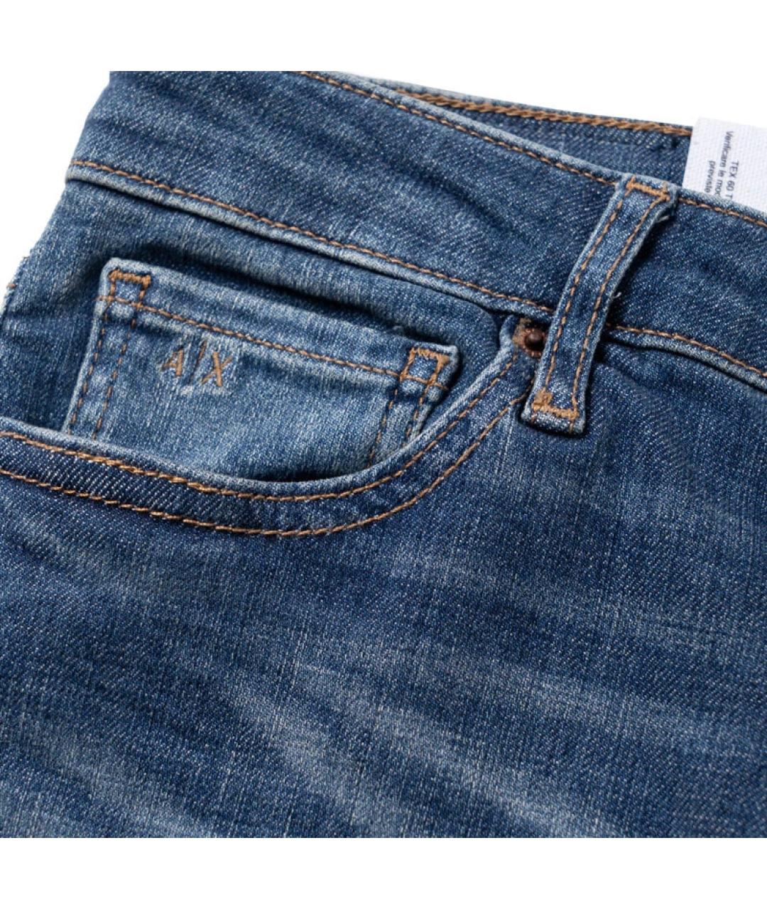 ARMANI JEANS Синие хлопко-эластановые джинсы слим, фото 5