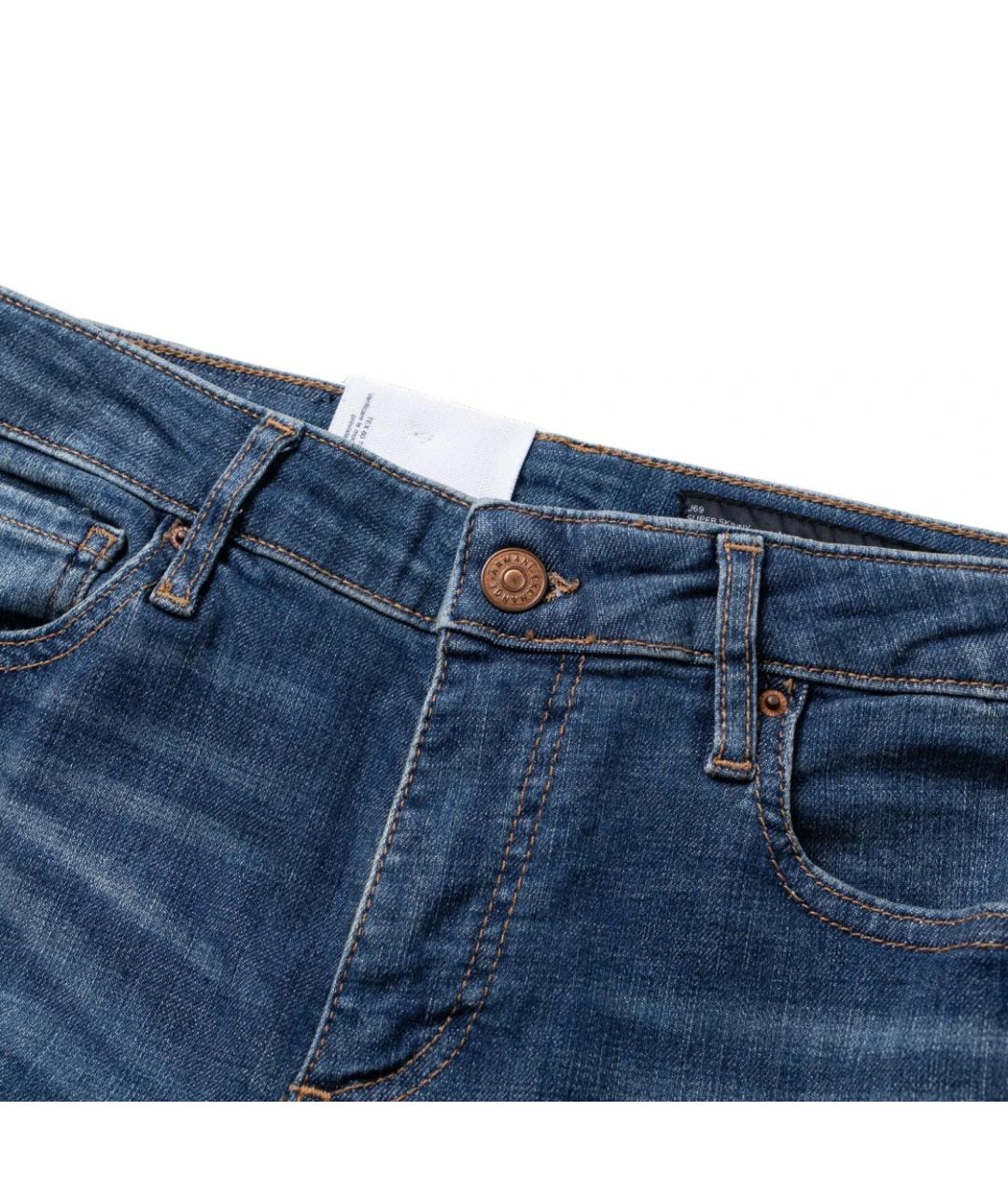 ARMANI JEANS Синие хлопко-эластановые джинсы слим, фото 4