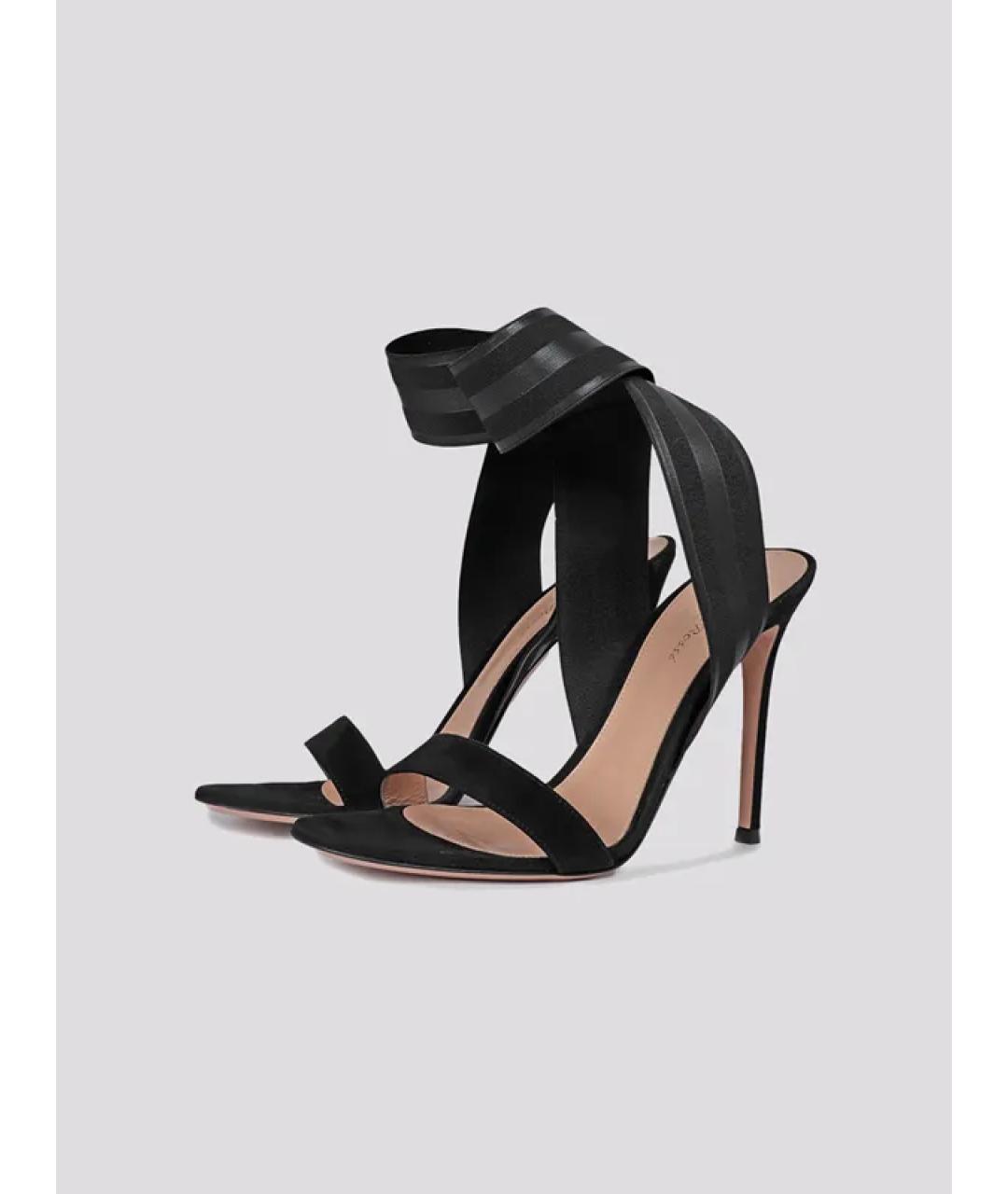 GIANVITO ROSSI Черные кожаные босоножки, фото 2