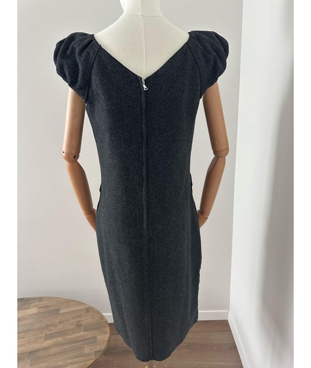 DOLCE&GABBANA Антрацитовое шерстяное повседневное платье, фото 2