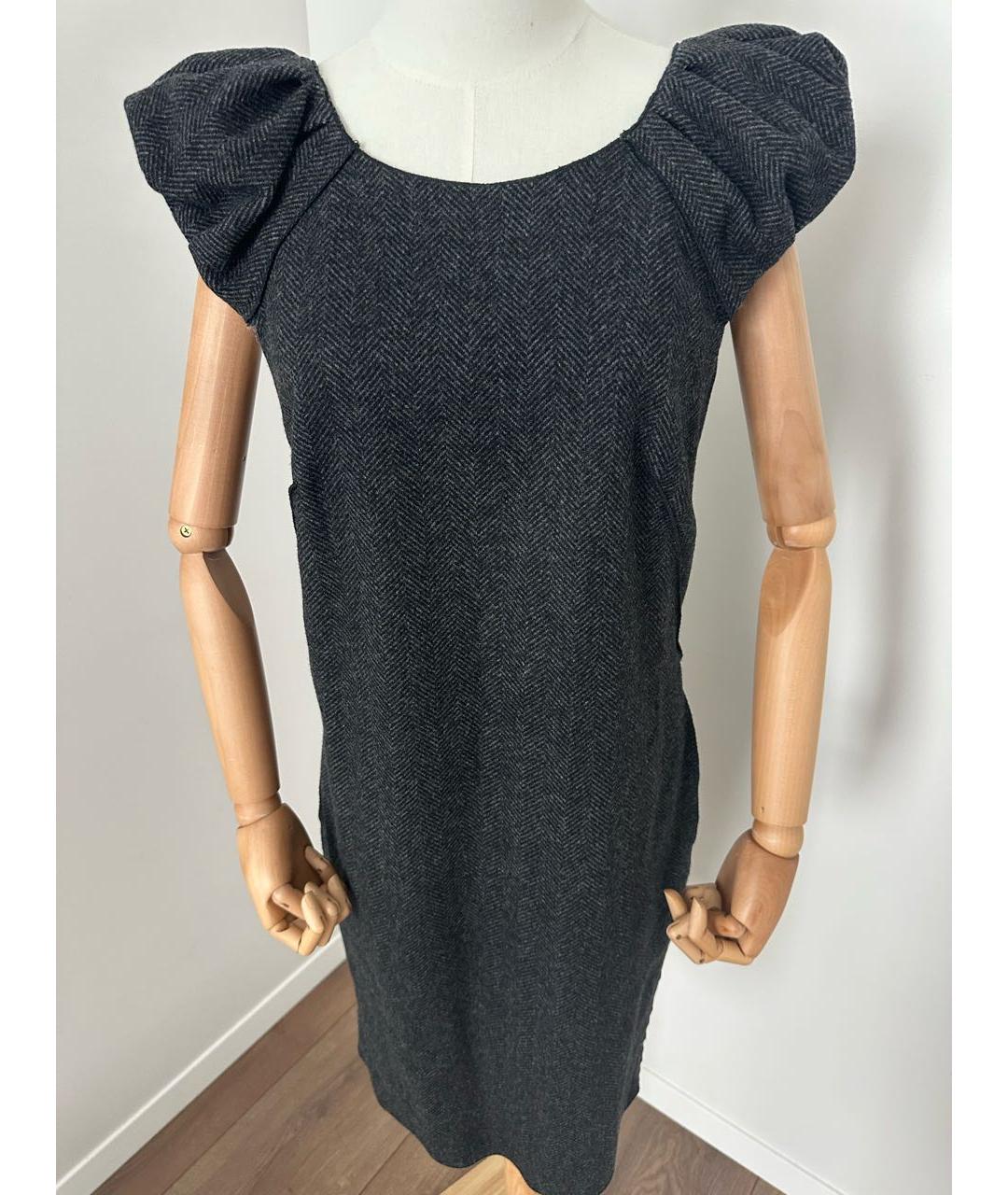 DOLCE&GABBANA Антрацитовое шерстяное повседневное платье, фото 3
