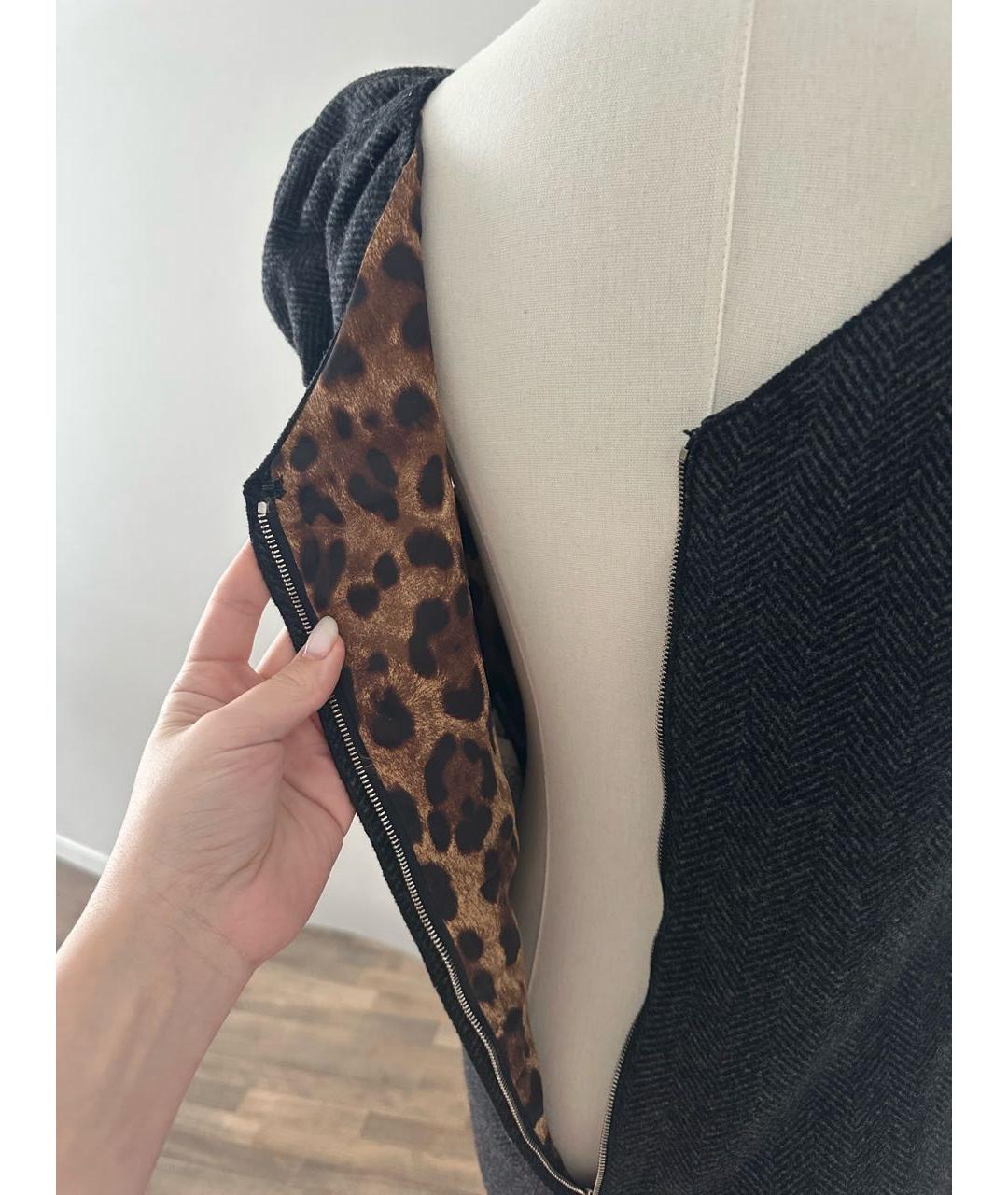 DOLCE&GABBANA Антрацитовое шерстяное повседневное платье, фото 8