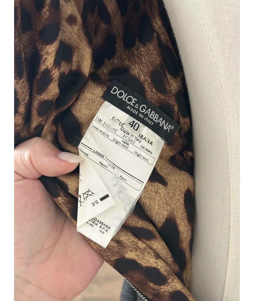 DOLCE&GABBANA Антрацитовое шерстяное повседневное платье, фото 4