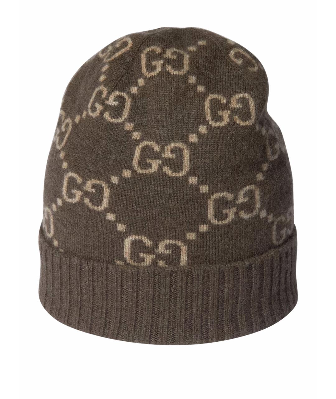 GUCCI Коричневая кашемировая шапка, фото 1