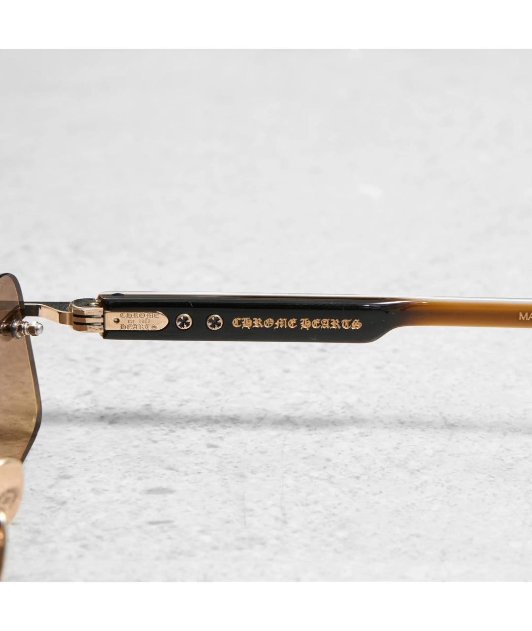 CHROME HEARTS Коричневые металлические солнцезащитные очки, фото 3