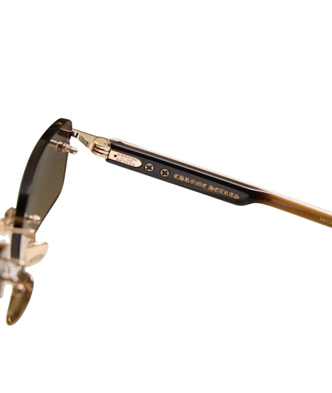 CHROME HEARTS Коричневые металлические солнцезащитные очки, фото 7