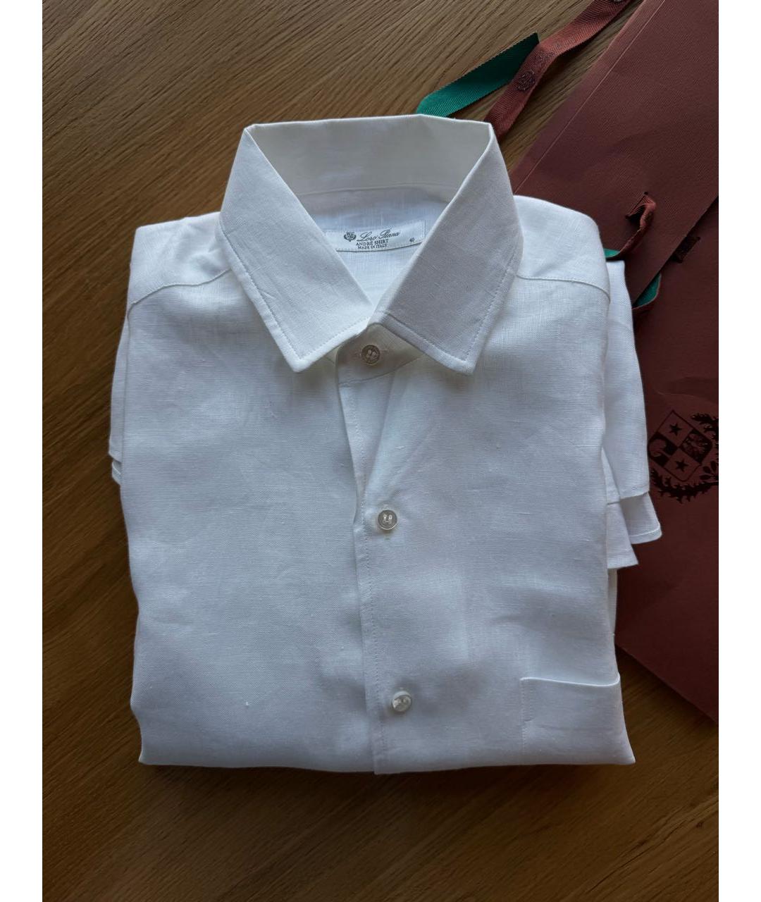 LORO PIANA Белая хлопковая рубашка, фото 9