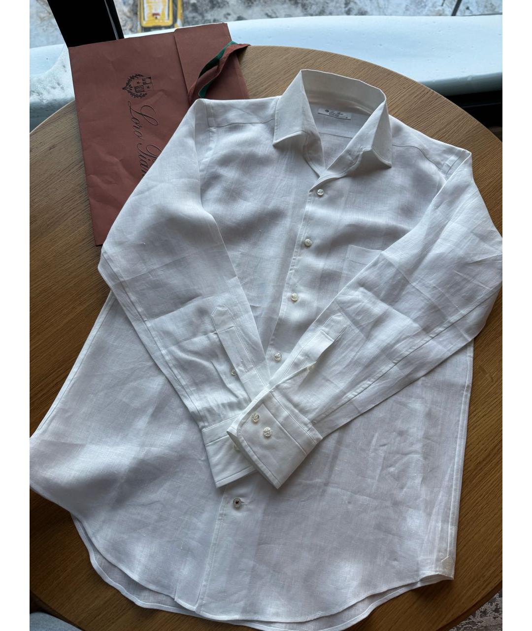 LORO PIANA Белая хлопковая рубашка, фото 5