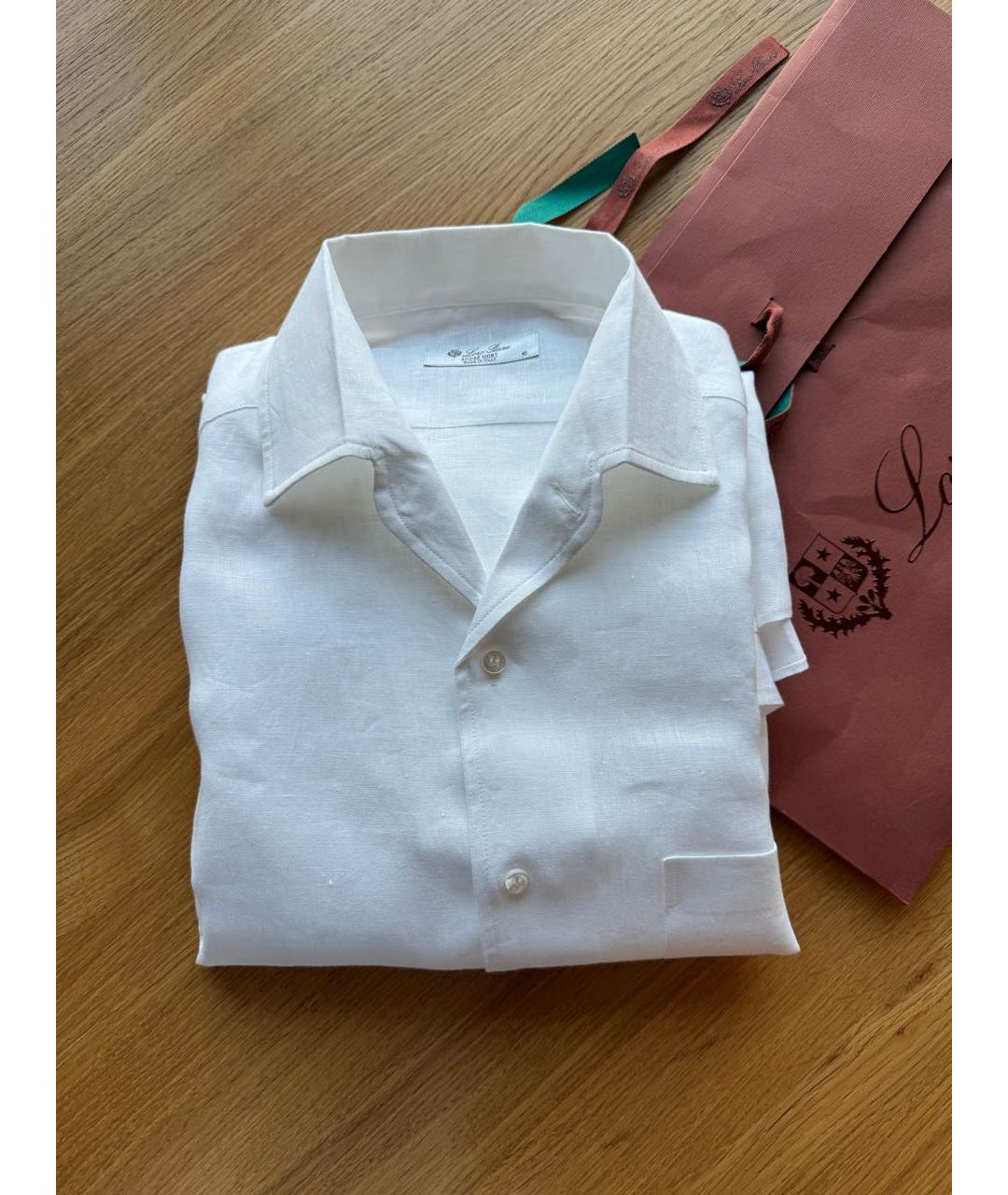 LORO PIANA Белая хлопковая рубашка, фото 2