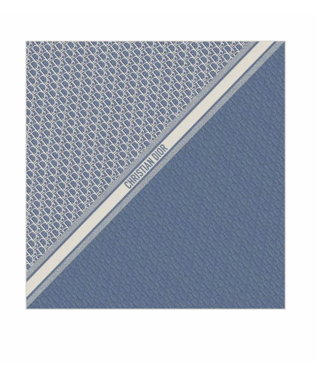 CHRISTIAN DIOR Голубой шелковый платок, фото 3