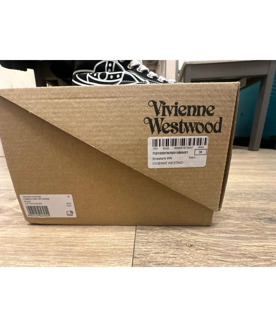 VIVIENNE WESTWOOD Черные текстильные кеды, фото 5