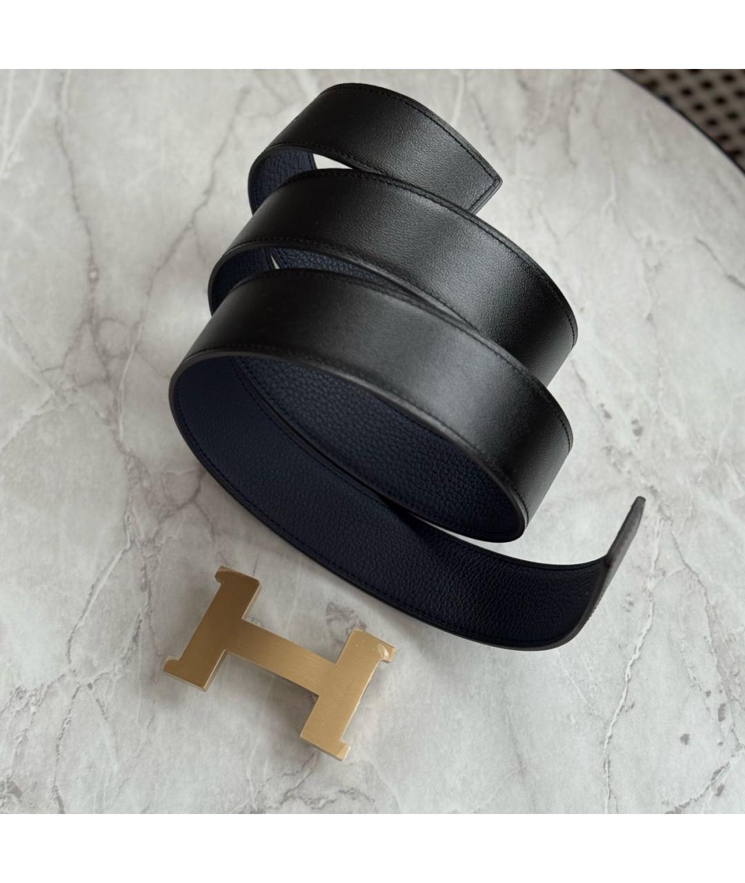 HERMES Черный кожаный ремень, фото 2