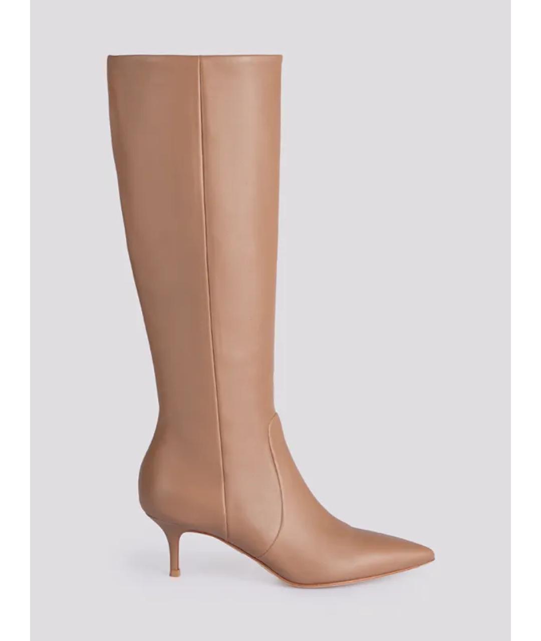 GIANVITO ROSSI Бежевые кожаные сапоги, фото 5
