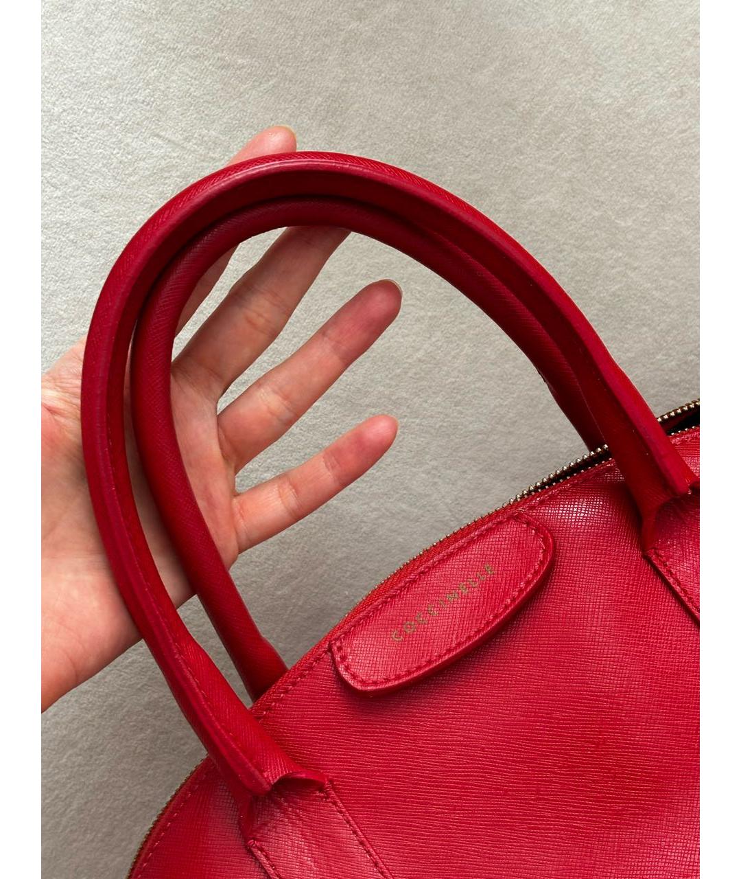 COCCINELLE Красная кожаная сумка с короткими ручками, фото 5